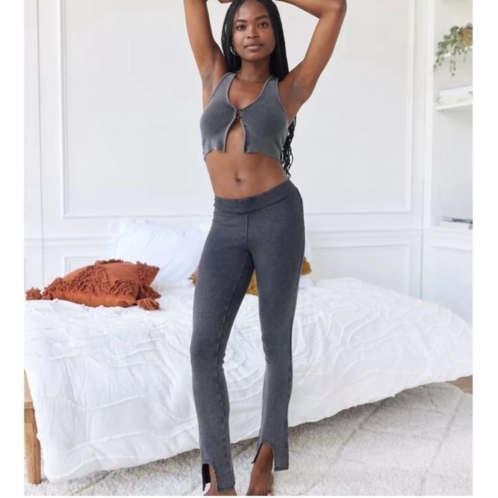 Urban Outfitter boot-cut ribbed lounge pant with ankle cut out…